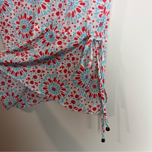 ANNIE GRIFFIN V Neck Sleeveless Blouse S Floral Tie Waist - Picture 4 of 5